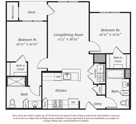 A floorplan of an apartment home